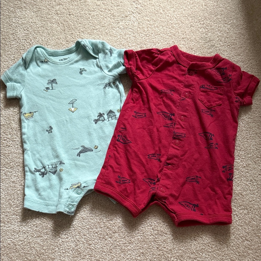 Carter's Baby short sleeve rompers- set of 2
